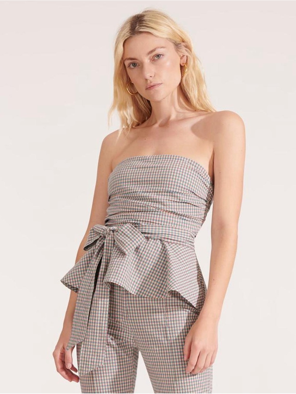 VERONICA BEARD Seersucker Strapless Tie Jolene Top Size 6 VGUC